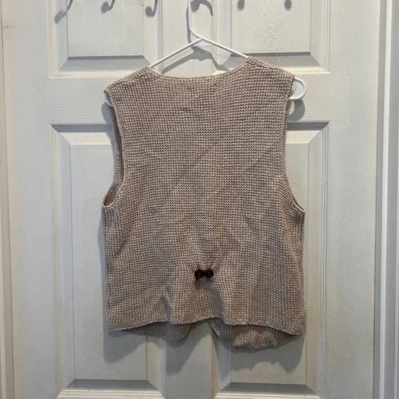 VTG Cabin Creek Large Beige Cotton Blend Chunky Cable Knit Vest Cottagecore - Picture 5 of 5